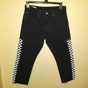 Levi's Black Checkerboard Cropped Jeans 32